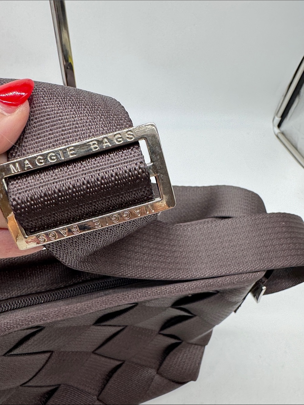 Maggie Bags Chocolate Brown Woven Crossbody Bag MCB10358 - Picture 8 of 14